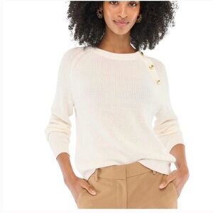 J. Crew Cream Sweater with Gold Buttons